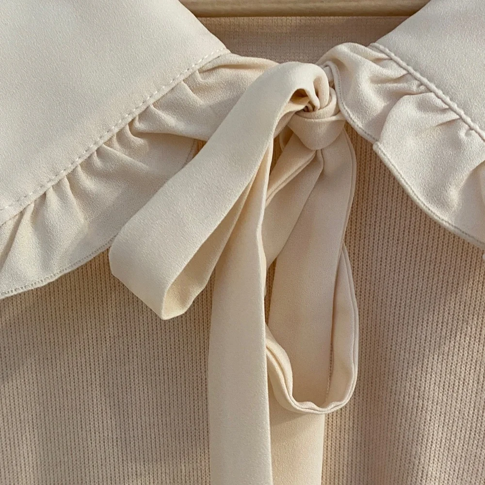 Packitcute Charming Beige Kids Dress with Ruffled Collar Girls  size Large - Picture 4 of 13